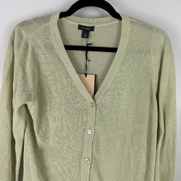 Halogen Sage Green Linen Blend Lightweight Cardigan Sweater Small NWT Nordstrom - Picture 2 of 8